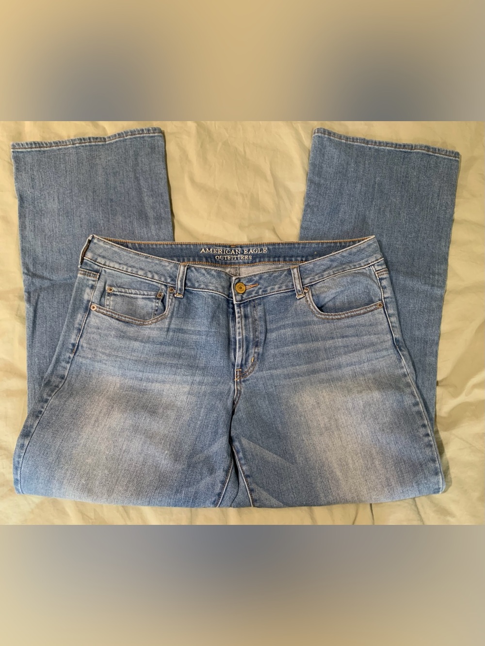 American Eagle LONG flare Jeans size 18 cotton light wash denim